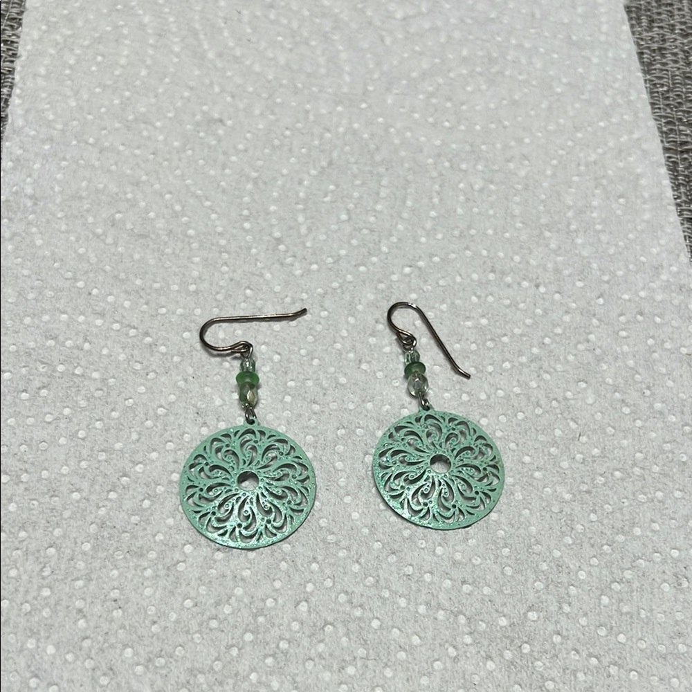 Elegant Green Filigree Earrings